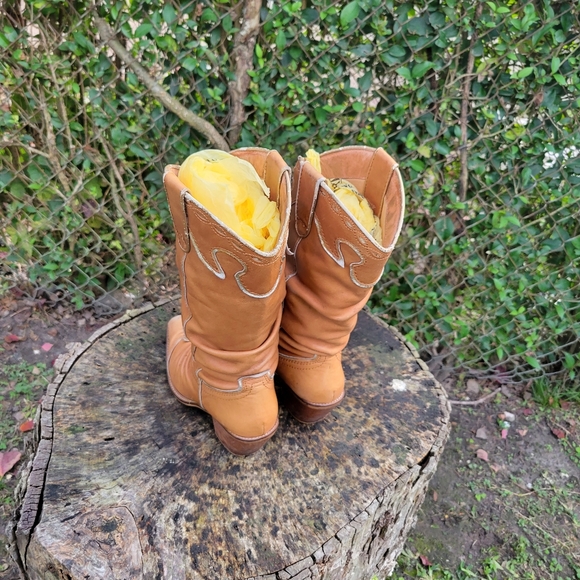 Women Vintage Leather Brown Cowgirl Boots Size 8.5, 9/Women Leather Boots/Women - Picture 6 of 9